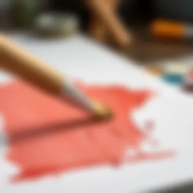 Acrylic paint being applied on a canvas with a brush