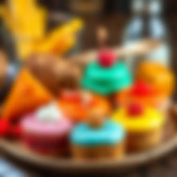 Colorful assortment of air-fried desserts