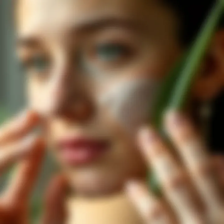 Aloe vera applied on a woman's face
