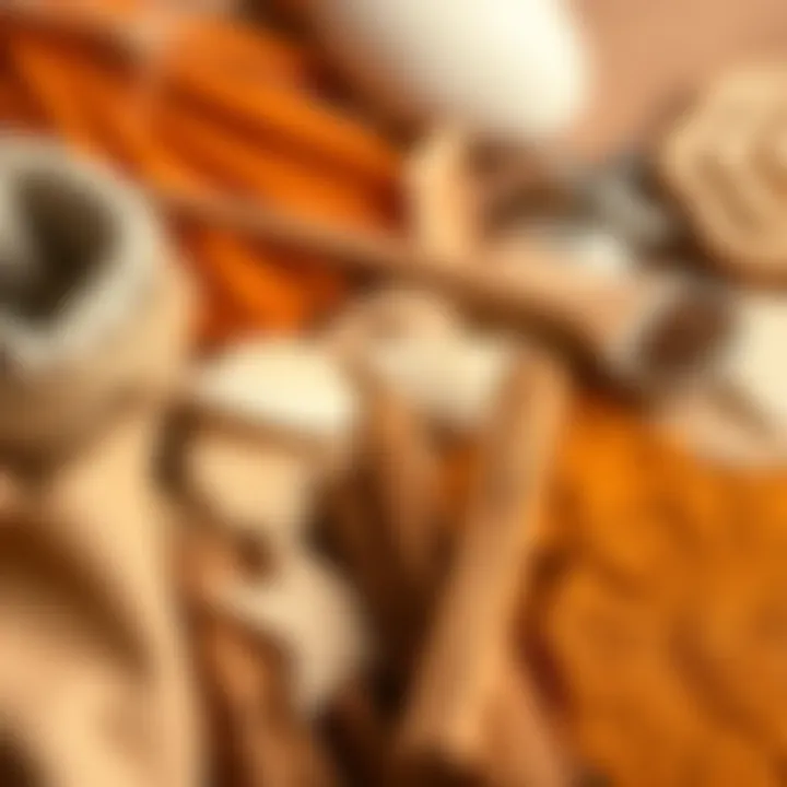 Artistic Cinnamon Materials Artistic arrangement of cinnamon-colored materials and textures