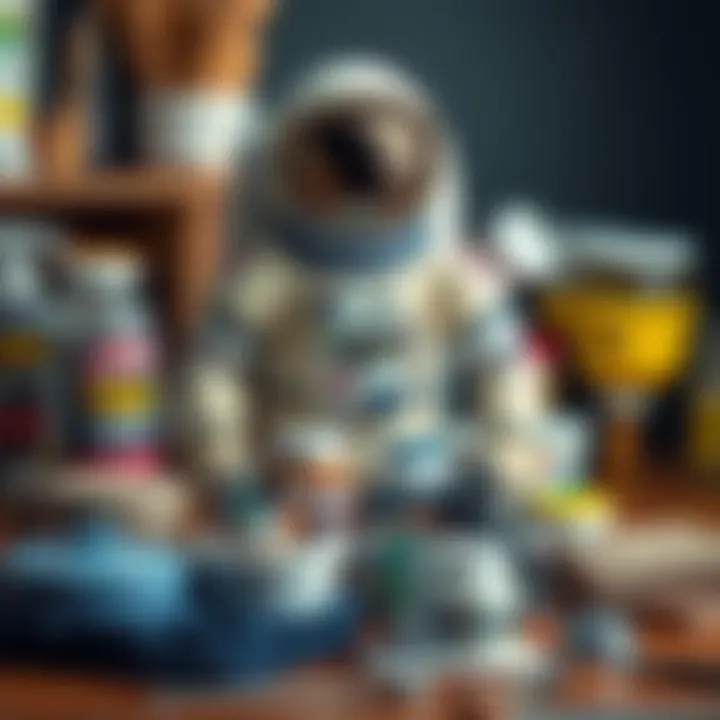 Illustration of various materials needed for creating an astronaut costume
