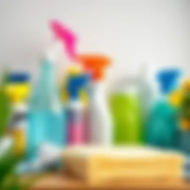 Cleaning supplies arranged neatly for spring cleaning