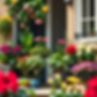 A balcony transformed into a lush garden with various plants and flowers.