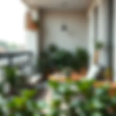 Serene Balcony Space Featuring Minimalist Furniture and Greenery Serene balcony space featuring minimalist furniture and greenery