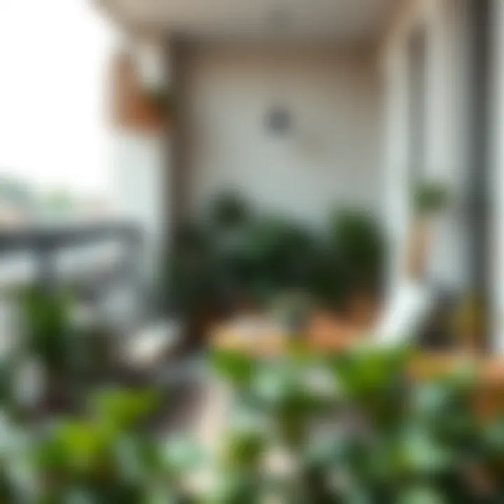 Serene Balcony Space Featuring Minimalist Furniture and Greenery Serene balcony space featuring minimalist furniture and greenery