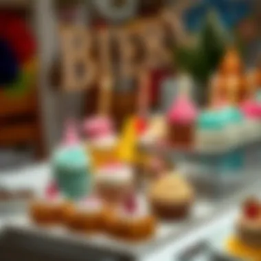 A creative dessert display featuring themed birthday treats