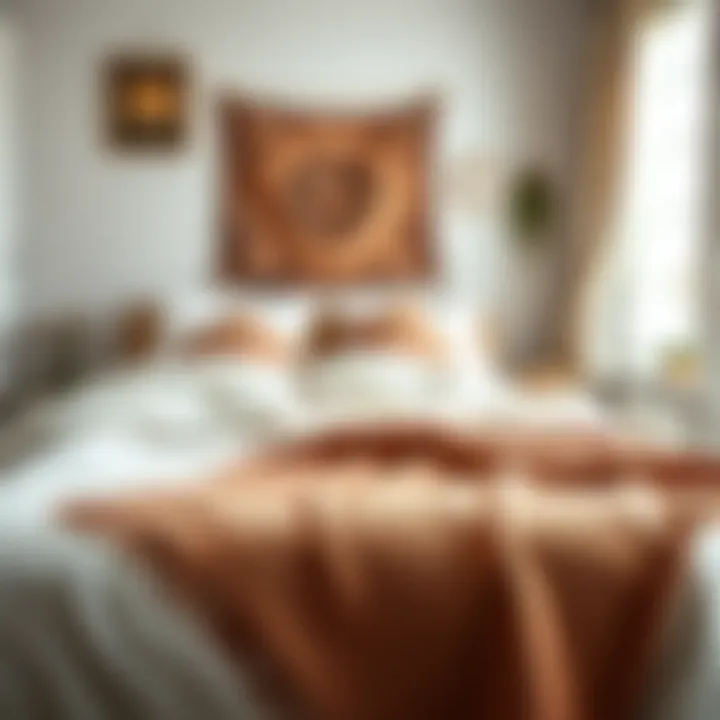 Cozy Bedroom with a Blanket A cozy bedroom setting with a blanket on the bed