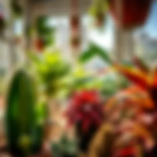 Vibrant houseplants thriving in sunlight