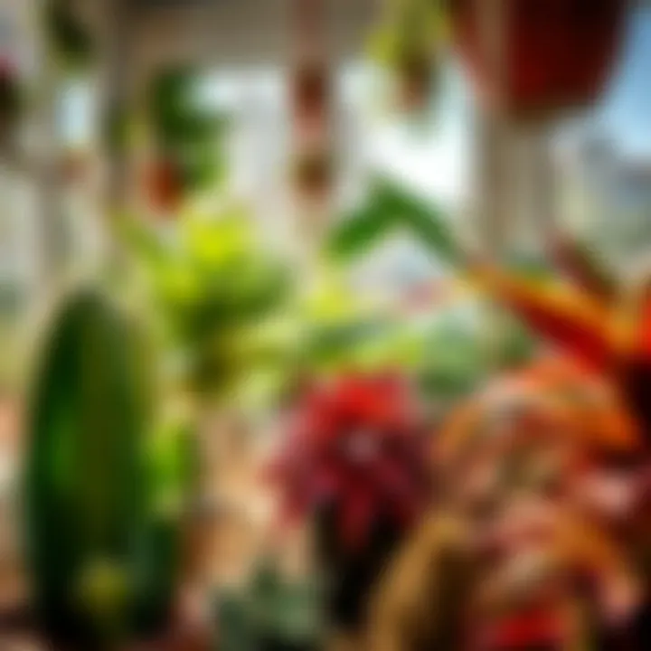 Vibrant houseplants thriving in sunlight