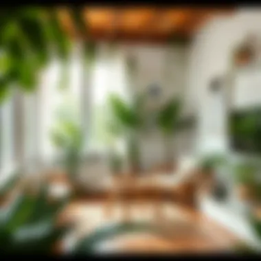 A serene living space adorned with lush greenery