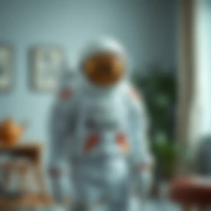 Completed astronaut costume showcased in a creative setting