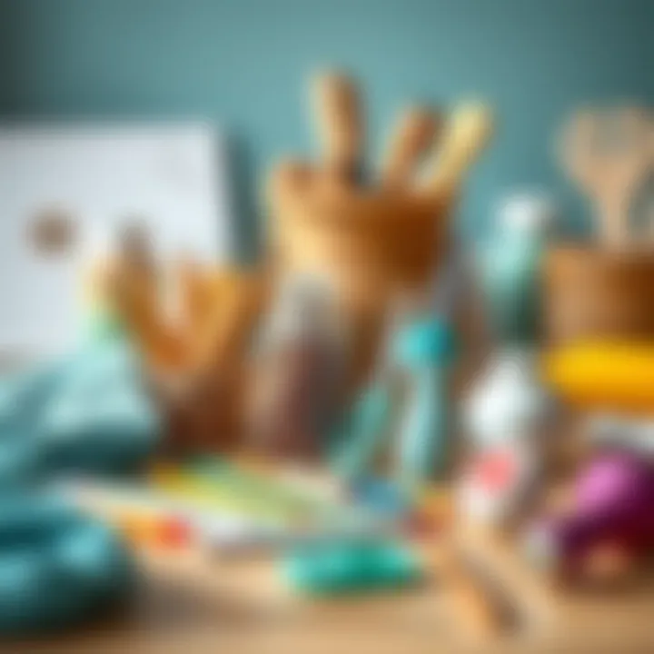 A close-up of unique crafting supplies on a table