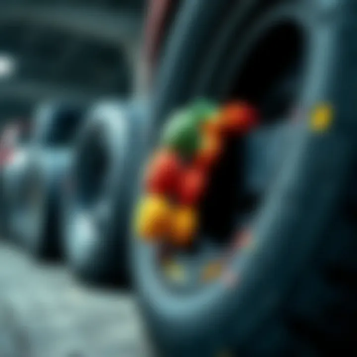Creative tire accessory showcasing vibrant colors and textures