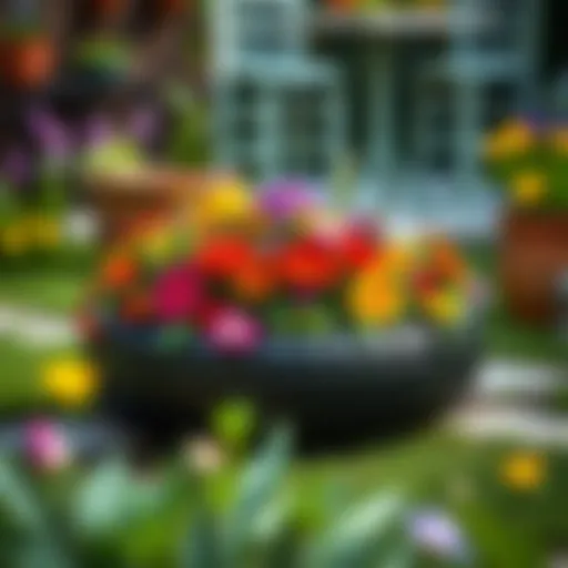 Innovative tire planter design showcasing vibrant flowers