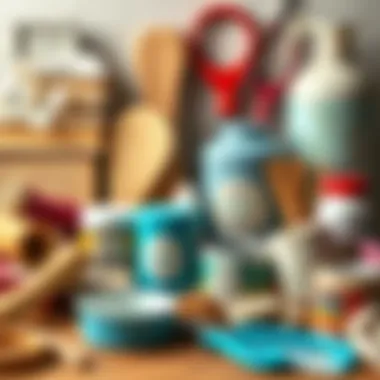 Assorted decoupage materials and tools