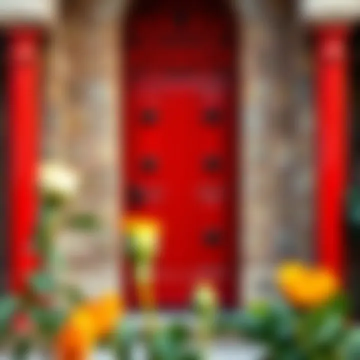 Vibrant red iron door showcasing bold design choices.