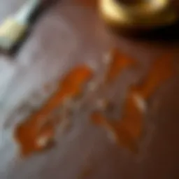 Leather surface stained with paint