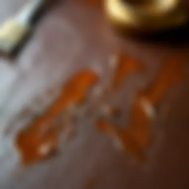 Leather surface stained with paint