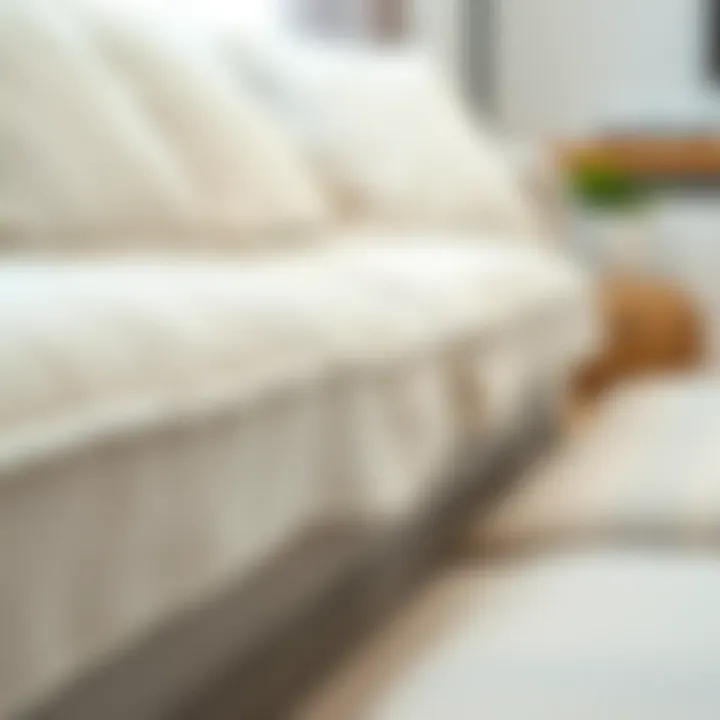 Detailed view of a clean linen sofa