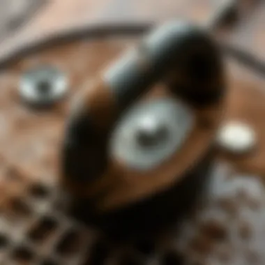 Detailed view of dirt buildup on an iron plate