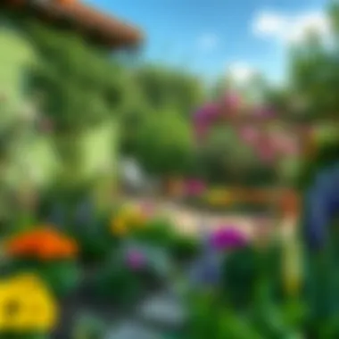 Complementary Landscaped Garden A beautifully landscaped garden complementing a green facade