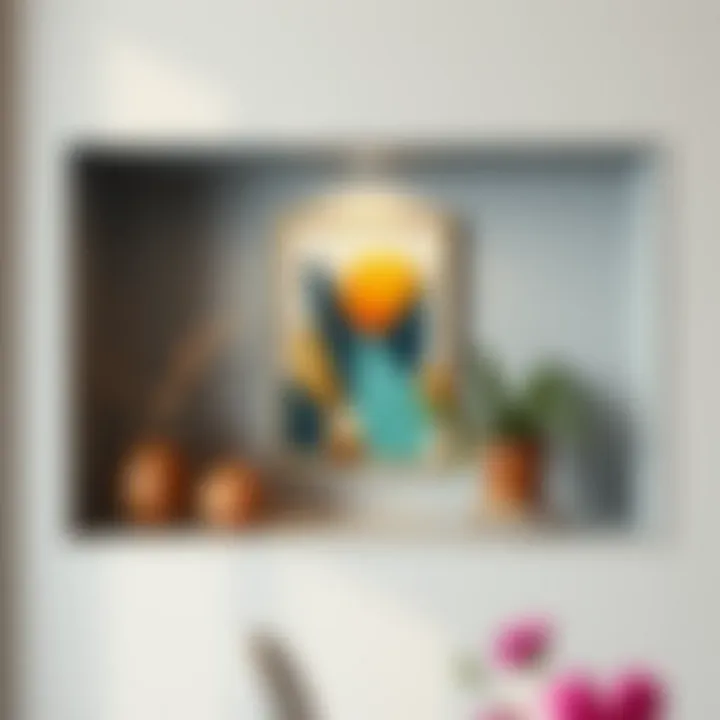 Contemporary wall niche with artistic decor