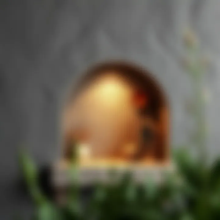 Rustic wall niche integrated with natural elements