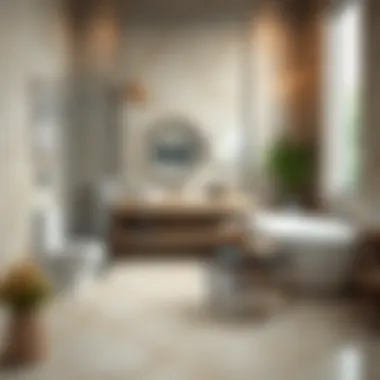 Elegant Tile Flooring in Bathroom Elegant tile flooring in a modern bathroom setting