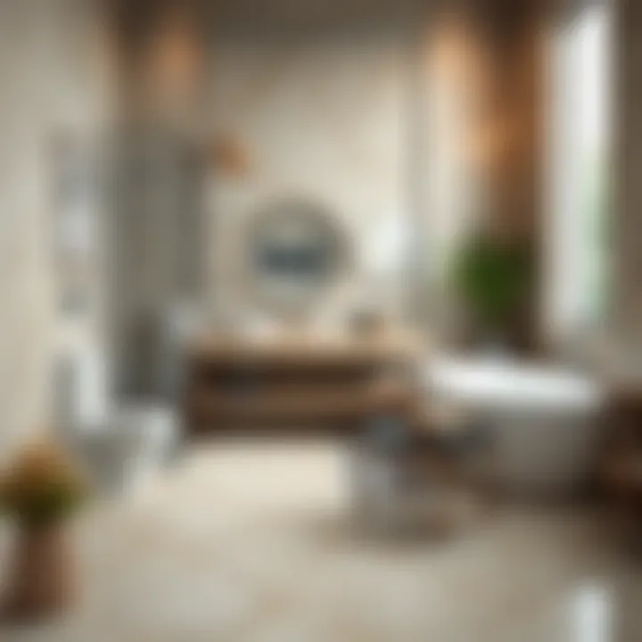 Elegant Tile Flooring in Bathroom Elegant tile flooring in a modern bathroom setting