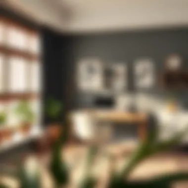 Stylish Office Space with Bold Accent Wall Stylish office space with bold accent wall