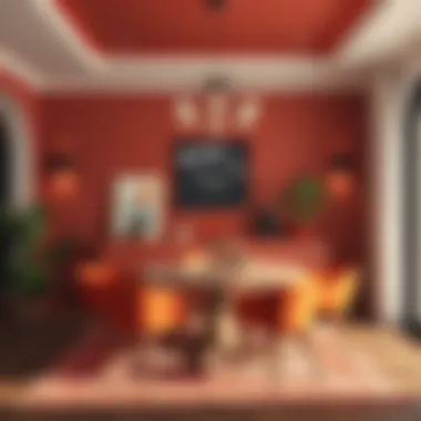 Trendy Dining Area Showcasing Rich Color Palettes Trendy dining area showcasing rich color palettes