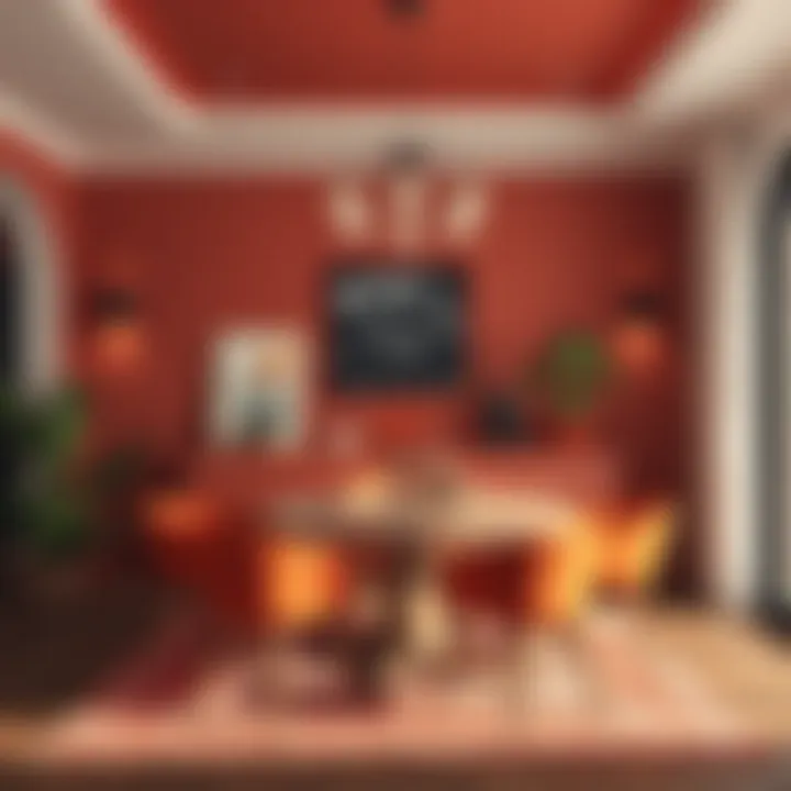 Trendy Dining Area Showcasing Rich Color Palettes Trendy dining area showcasing rich color palettes