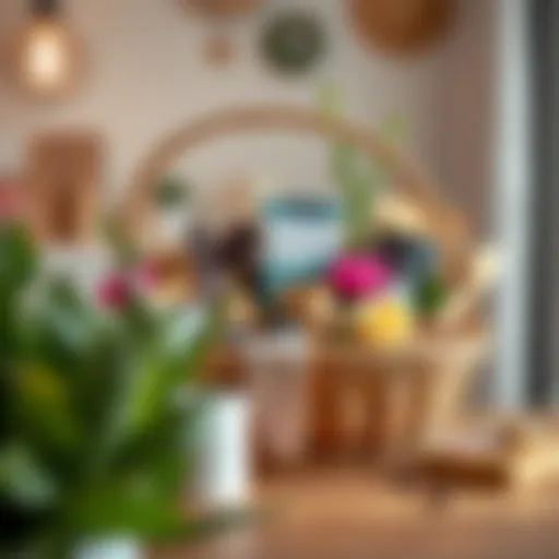 A beautifully arranged gift basket for housewarming