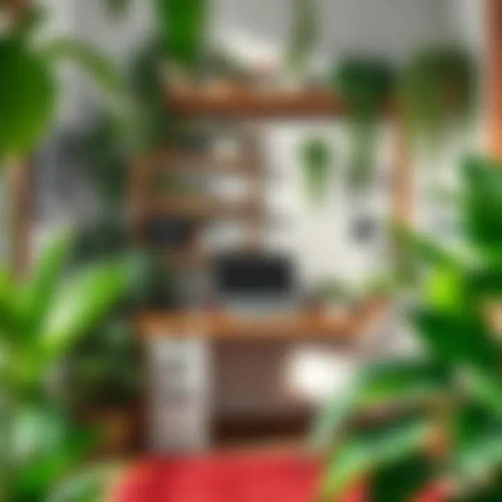 Indoor plants enhancing a home office environment