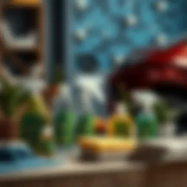 A selection of eco-friendly car cleaning products displayed on a table