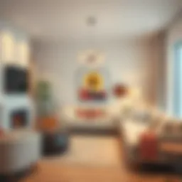 A beautifully arranged living room with creative decor elements