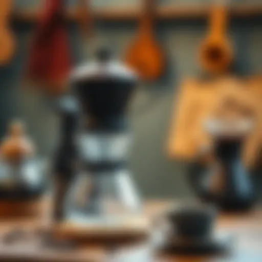 Artisan coffee brewing with unique equipment