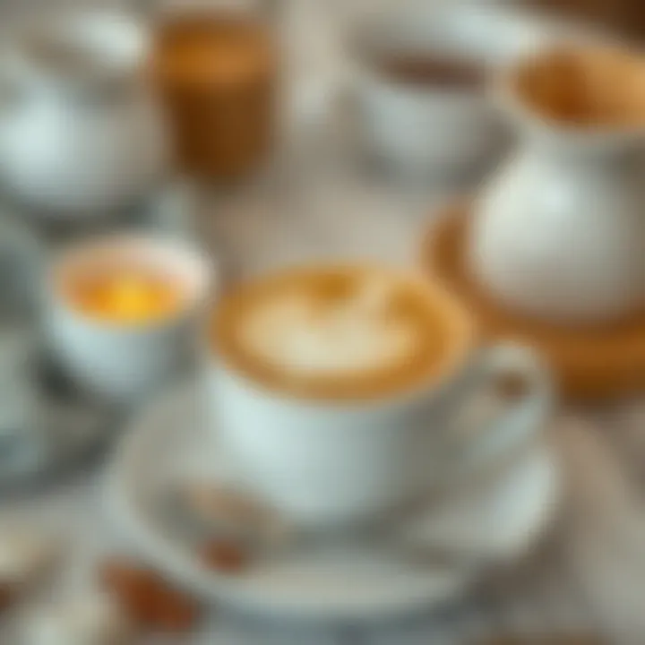 Latte Art Presentation Elegant coffee cup presentation with intricate latte art