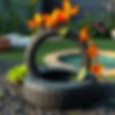 Unique garden feature crafted from old tires