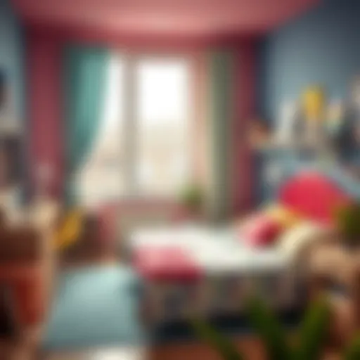 A vibrant teenage bedroom showcasing a mix of colors and unique decor