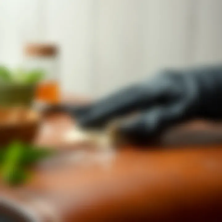 Gentle cleaning technique on leather