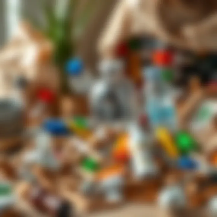 A variety of recyclable materials arranged artistically