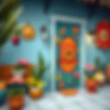 A beautifully crafted door decoration showcasing vibrant colors and unique patterns