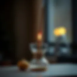 An elegant incense stick holder with a lit incense stick