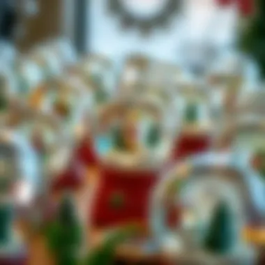 An array of finished snow globes ready for display