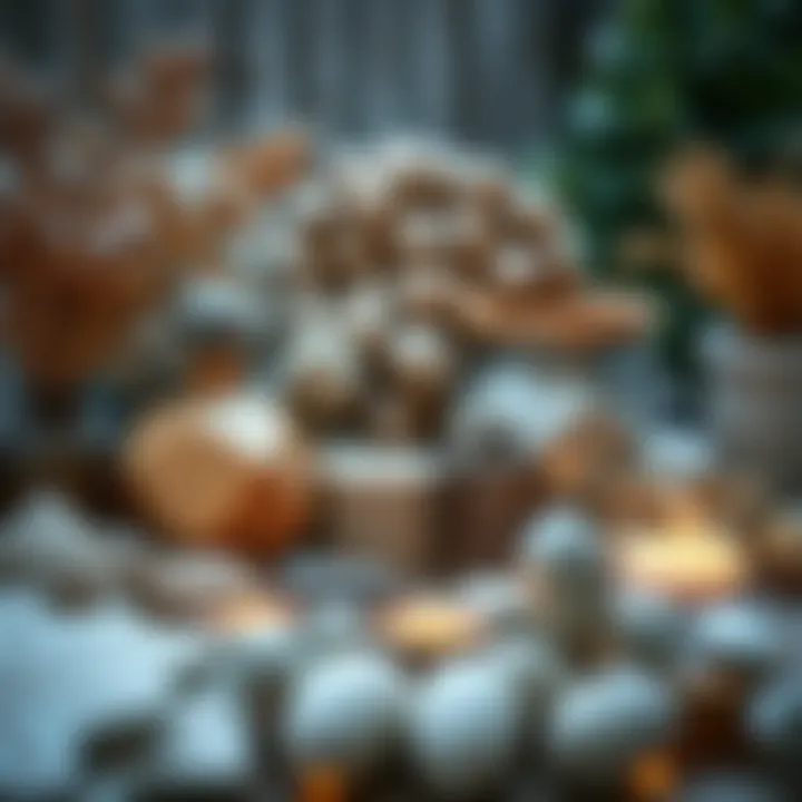 Variety of materials used in winter garden decor, showcasing textures