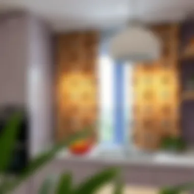 Modern geometric pattern kitchen curtains complementing contemporary decor