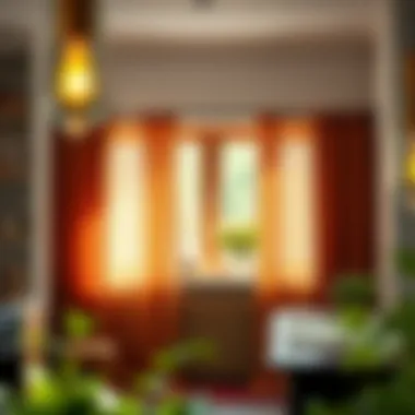 Rustic kitchen curtains in earthy tones enhancing a cozy ambiance