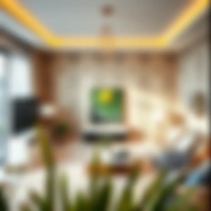 Elegant Living Room with Koçtaş Wallpaper Elegant living room decorated with Koçtaş wallpaper showcasing a modern design