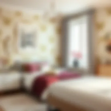 Stylish Bedroom with Soothing Wallpaper Colors Stylish bedroom adorned with Koçtaş wallpaper in soothing colors